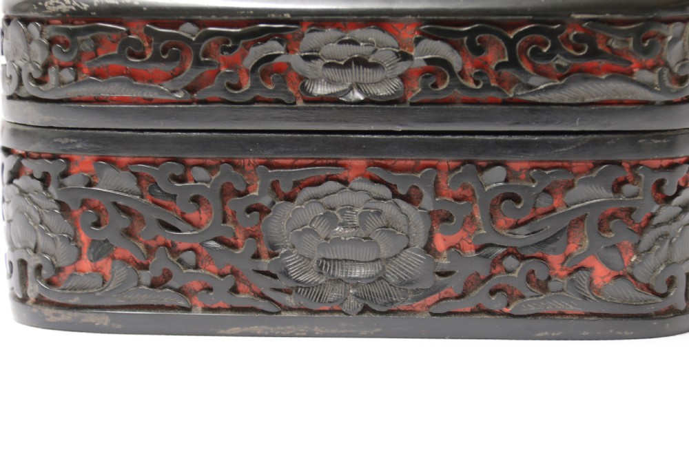 A fine quality 19th century Chinese carved red and black lacquer box View IX