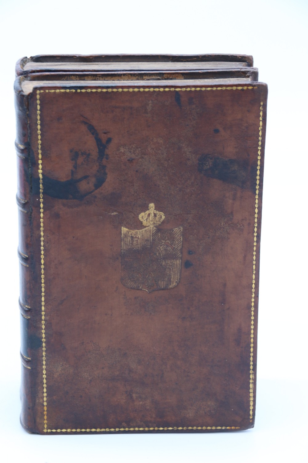 A rare 19th century desk pen and inkstand made in the form of two leather bound books. View XIX