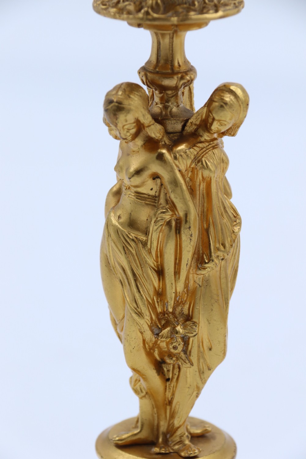 A superb pair of 19th century classical gilt bronze candlesticks. View VII