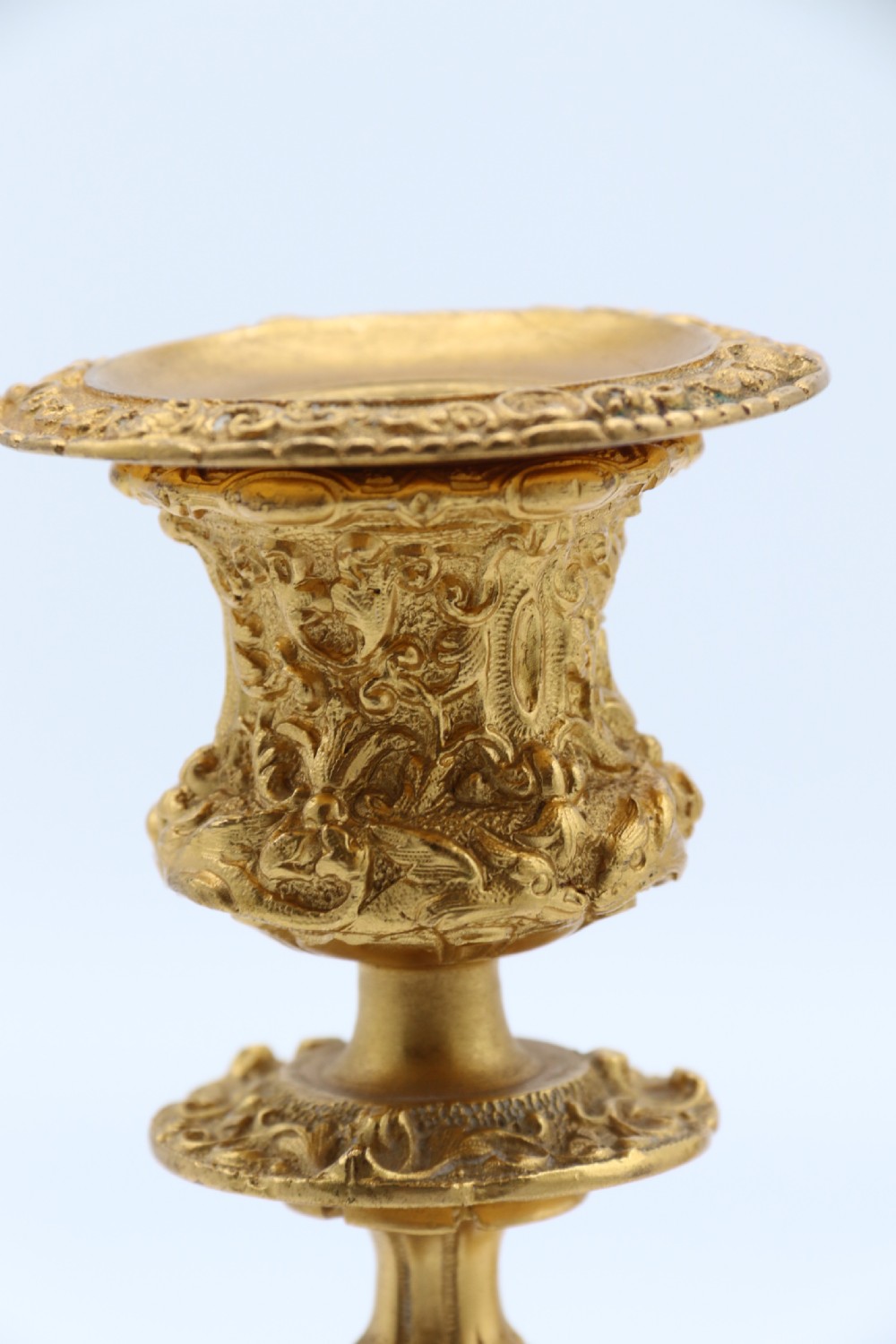 A superb pair of 19th century classical gilt bronze candlesticks. View XII