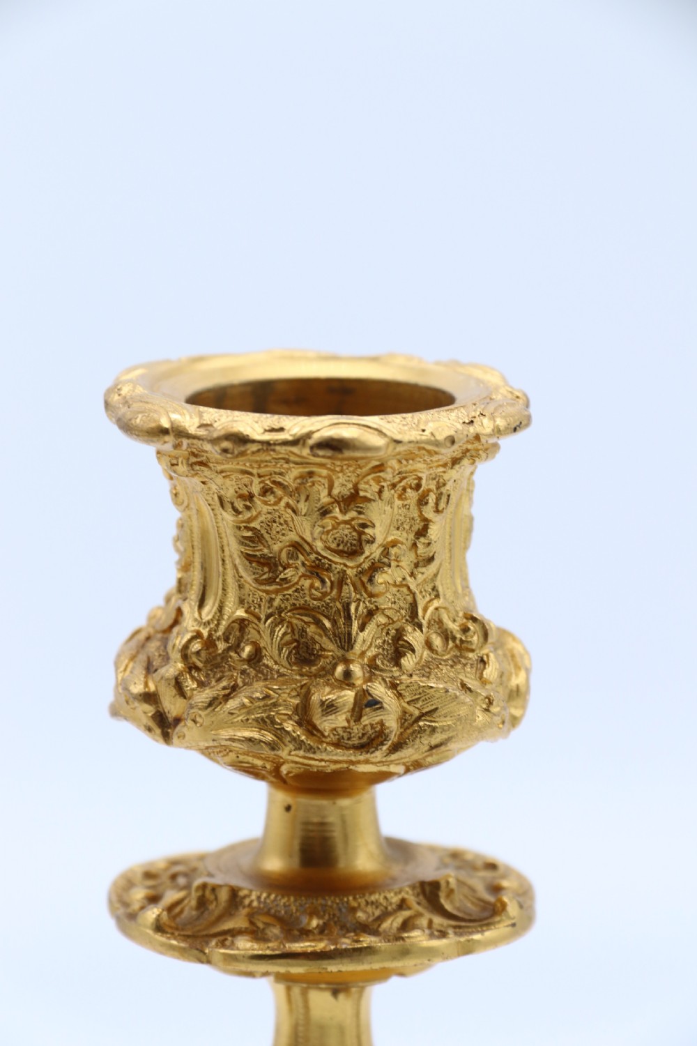 A superb pair of 19th century classical gilt bronze candlesticks. View XIV