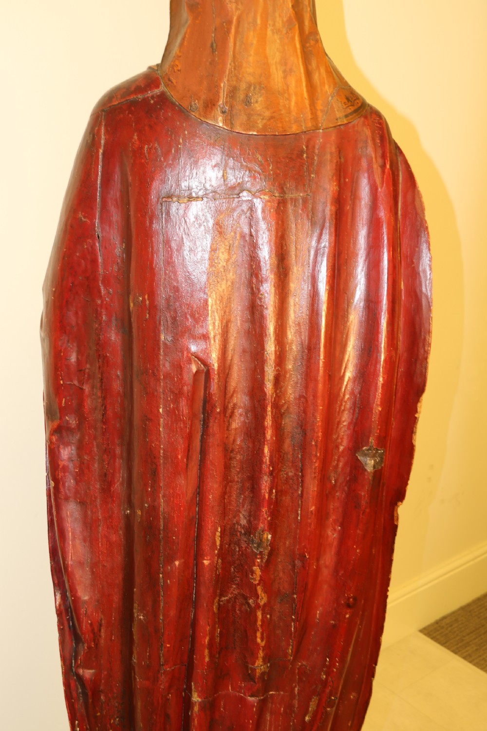 19th C carved pine polychrome life size model of a medieval king View XVII