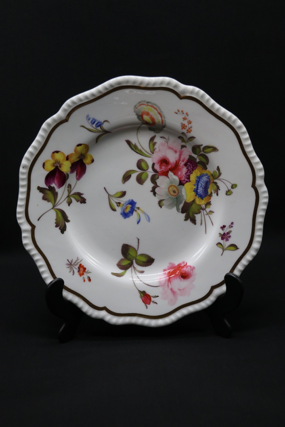 A rare hand painted floral plate from the English Daniel porcelain factory, circa 1825



