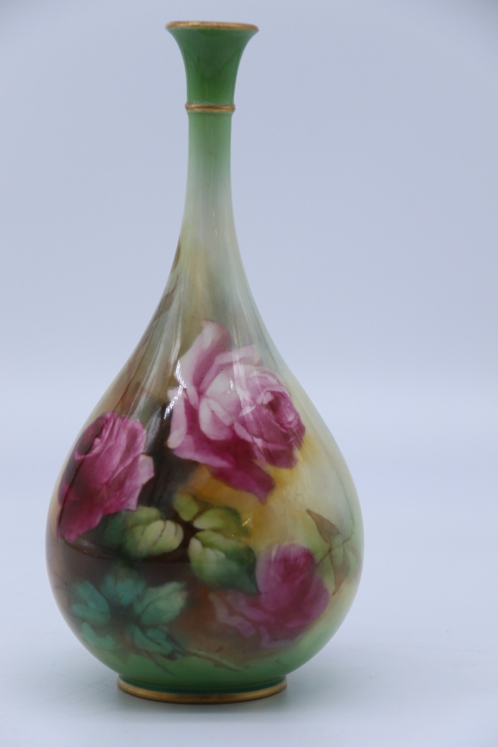 An exquisite pair of Hadley’s Royal Worcester hand painted vases by Harry Martin, C 1907 View VIII