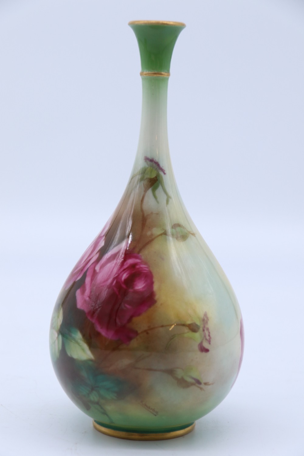 An exquisite pair of Hadley’s Royal Worcester hand painted vases by Harry Martin, C 1907 View XIV