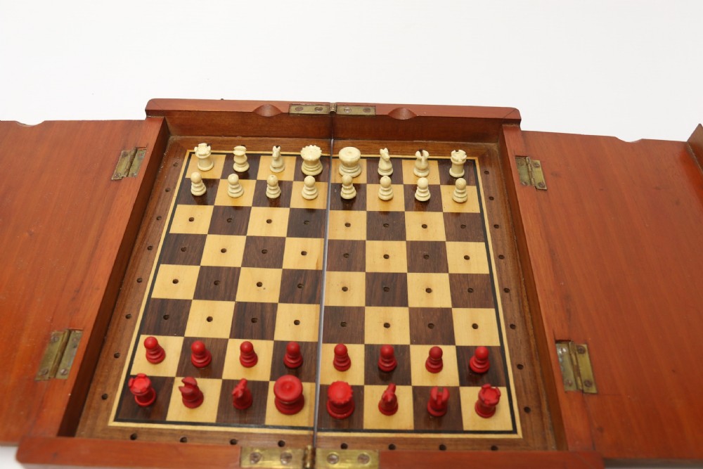 A rare and complete Victorian travelling chess set circa 1870 View XII