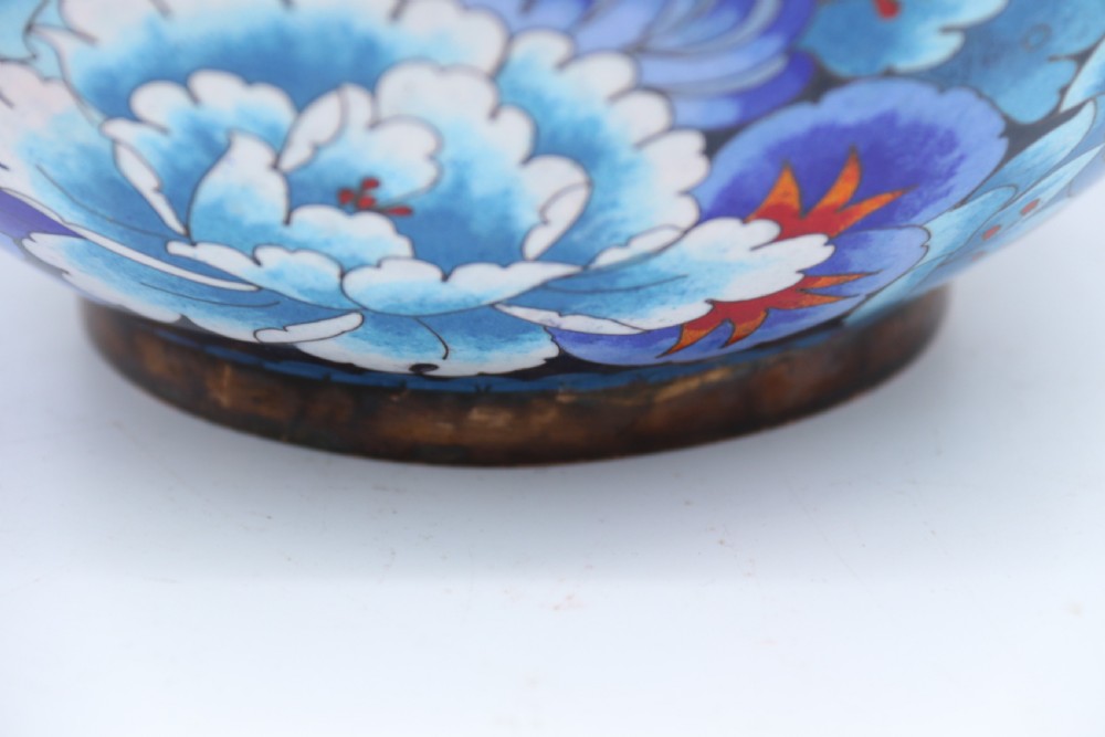 stunning Chinese large cloisonné ginger jar enamelled with peonies, c 1930 View XII