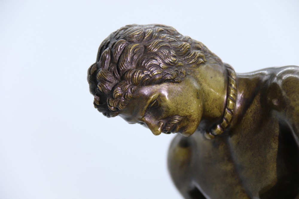 A fine mid 19th century Italian Grand Tour bronze study taken from the antique the dying Gaul. View III