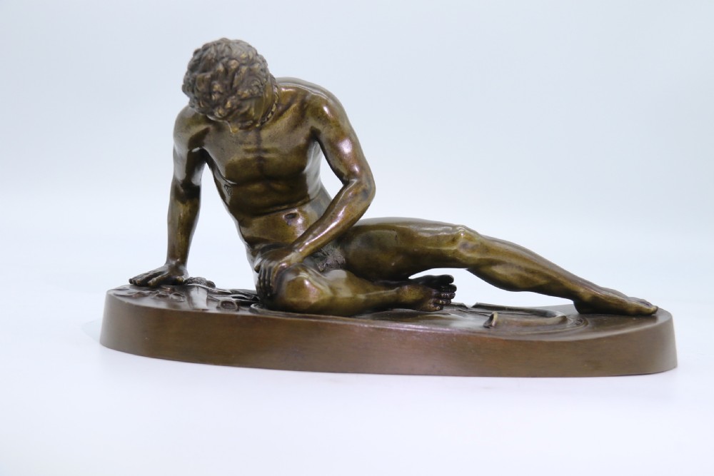 A fine mid 19th century Italian Grand Tour bronze study taken from the antique the dying Gaul. View XV