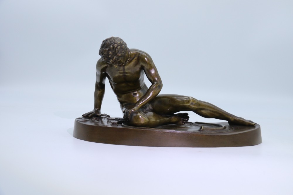 A fine mid 19th century Italian Grand Tour bronze study taken from the antique the dying Gaul. View XVI