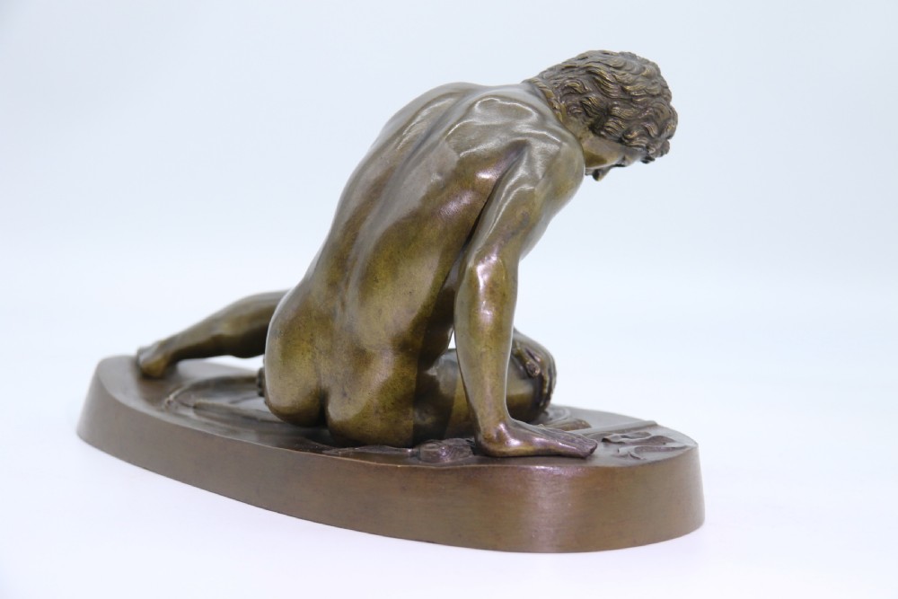 A fine mid 19th century Italian Grand Tour bronze study taken from the antique the dying Gaul. View XVIII