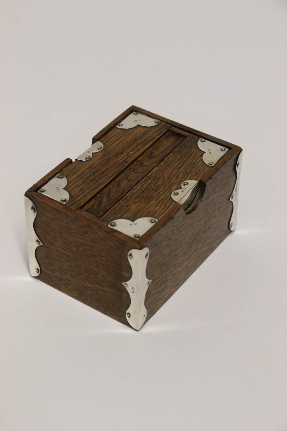 A small Edwardian silver mounted oak bridge pencil box 1909 - 10 View IX