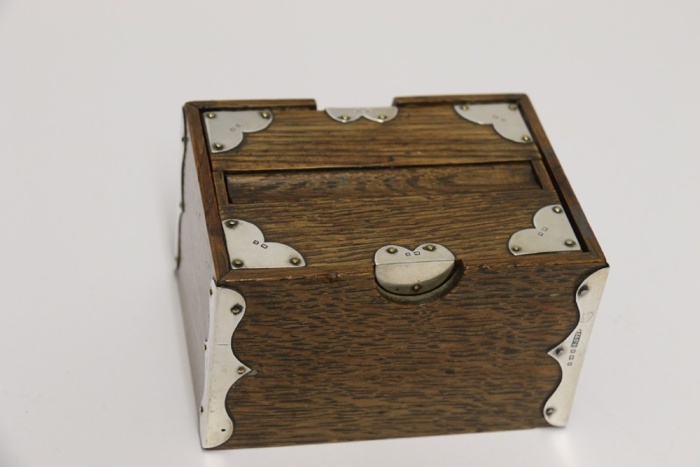 A small Edwardian silver mounted oak bridge pencil box 1909 - 10 View X