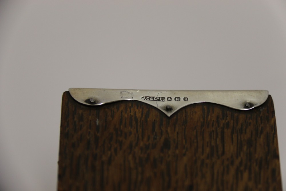 A small Edwardian silver mounted oak bridge pencil box 1909 - 10 View XIII