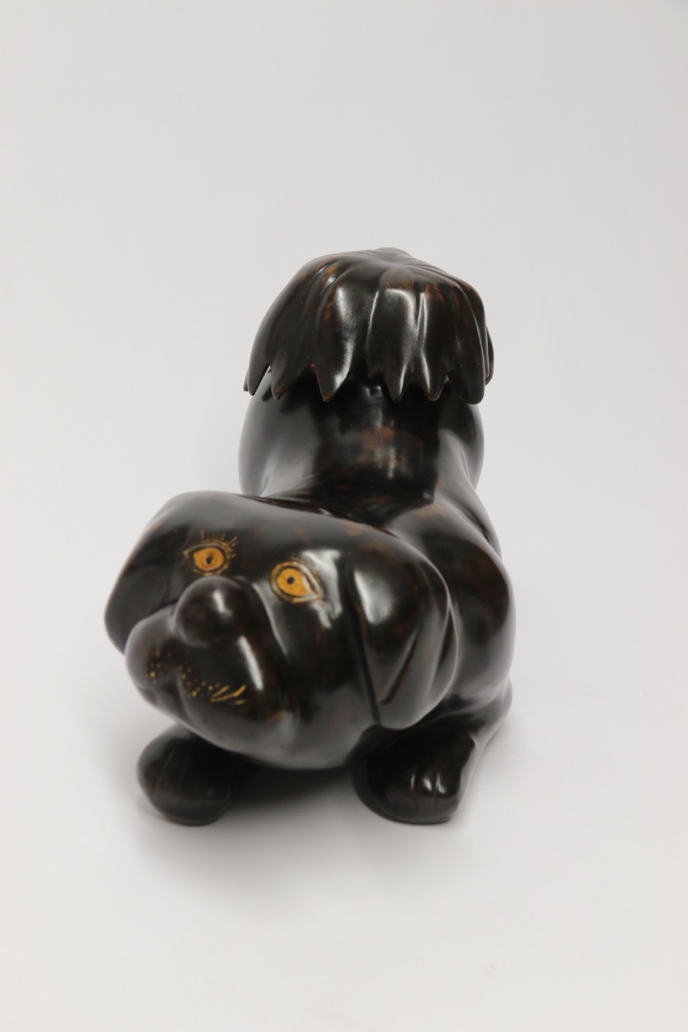 A rare Japanese Meiji period papier Mache container in the form of a puppy dog View III