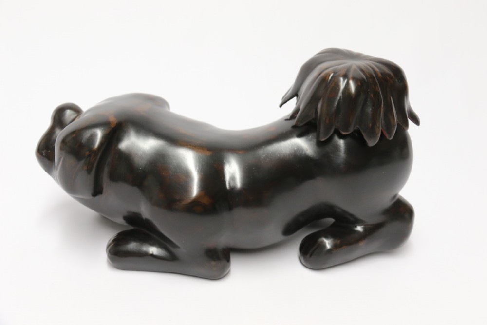 A rare Japanese Meiji period papier Mache container in the form of a puppy dog View VII