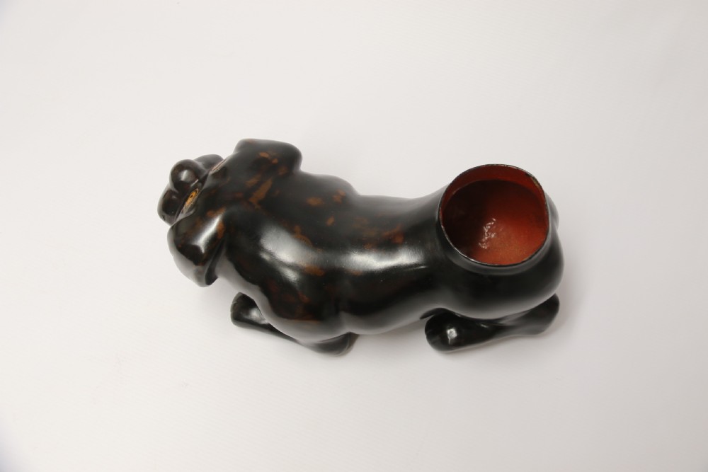 A rare Japanese Meiji period papier Mache container in the form of a puppy dog View XI