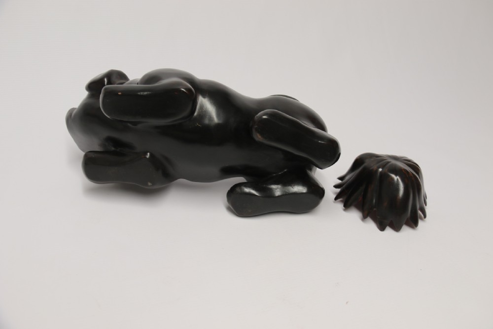 A rare Japanese Meiji period papier Mache container in the form of a puppy dog View XIV