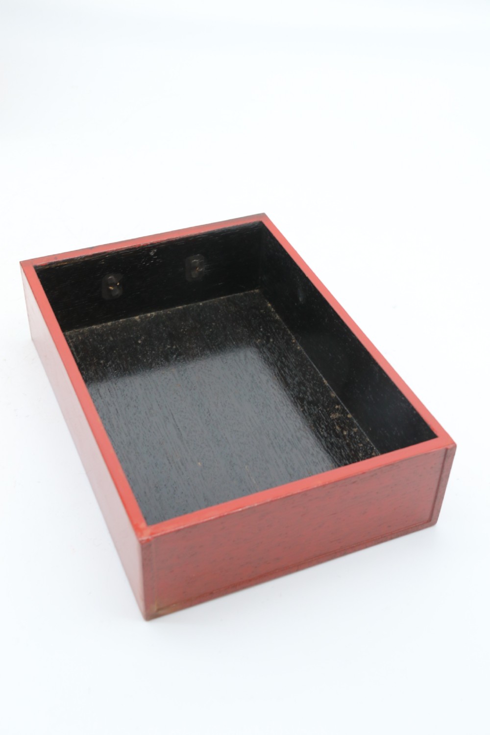 A superb late 19th century Japanese red lacquer and bronze mounted collectors or jewellery cabinet. View XXX