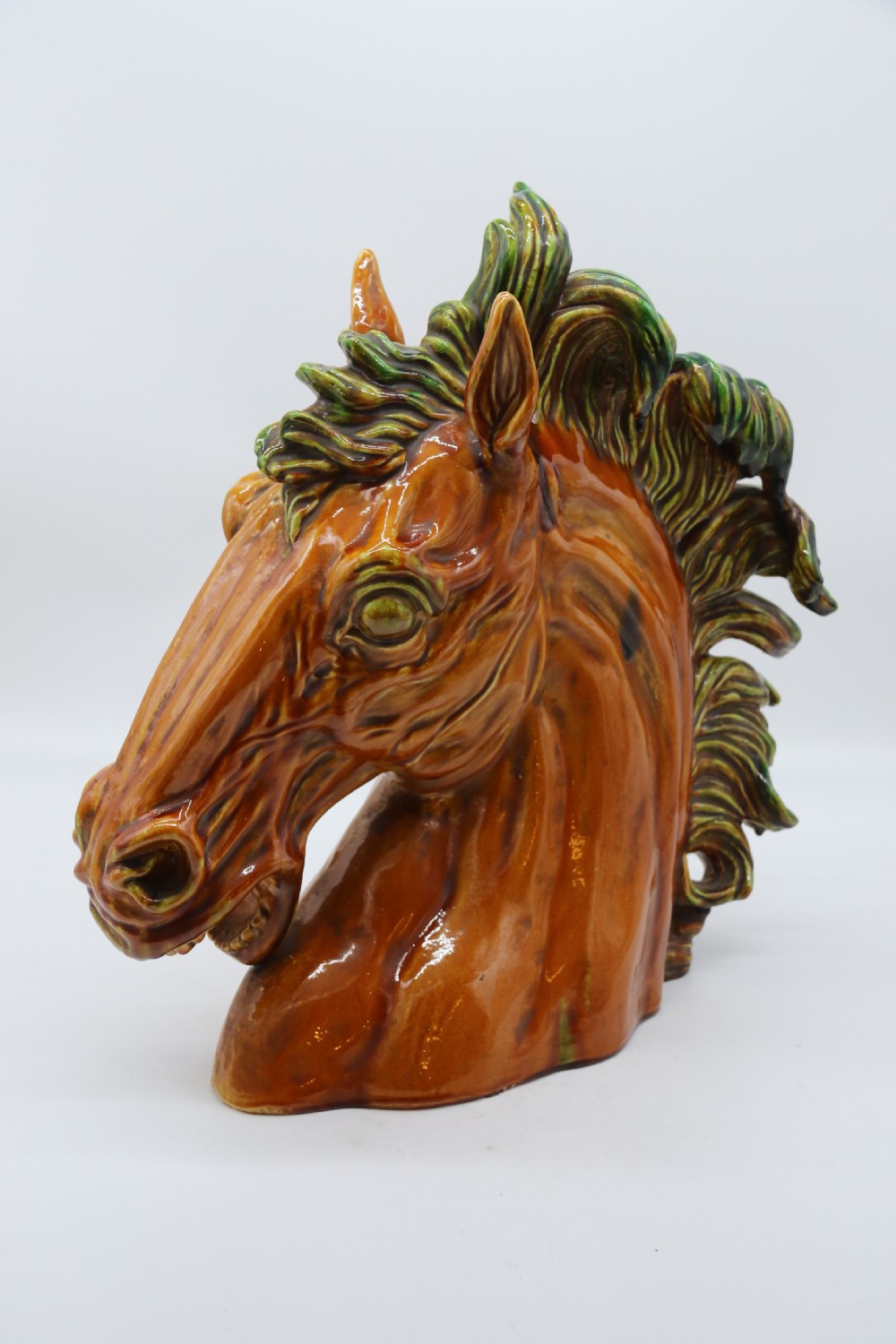 A most impressive 1930s Italian pottery sculpture of a frenzied stallion View II