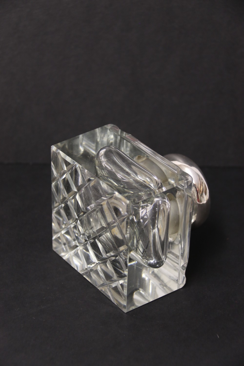 A large silver plated and cut glass desk inkwell circa1910 View XIII