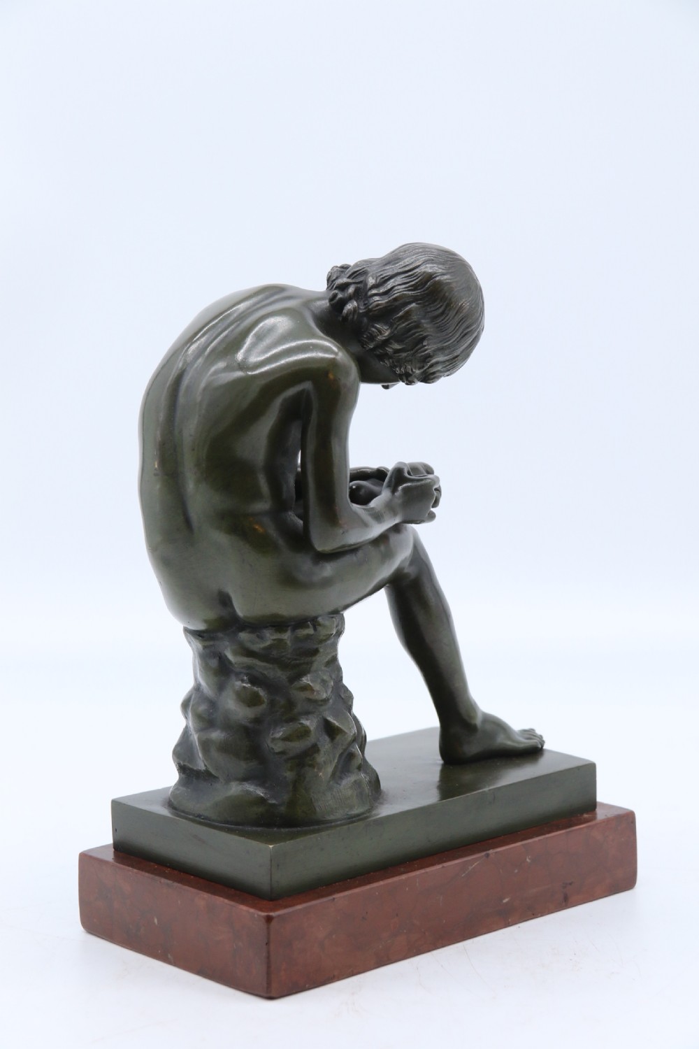 A fine 19th century Italian Grand Tour bronze figure of Spinario, the boy with the thorn. View V