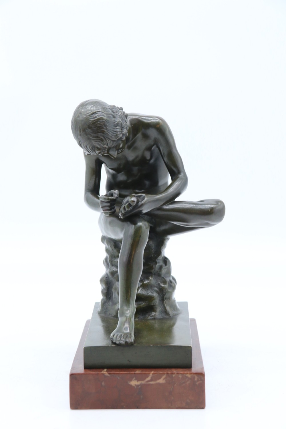 A fine 19th century Italian Grand Tour bronze figure of Spinario, the boy with the thorn. View VIII
