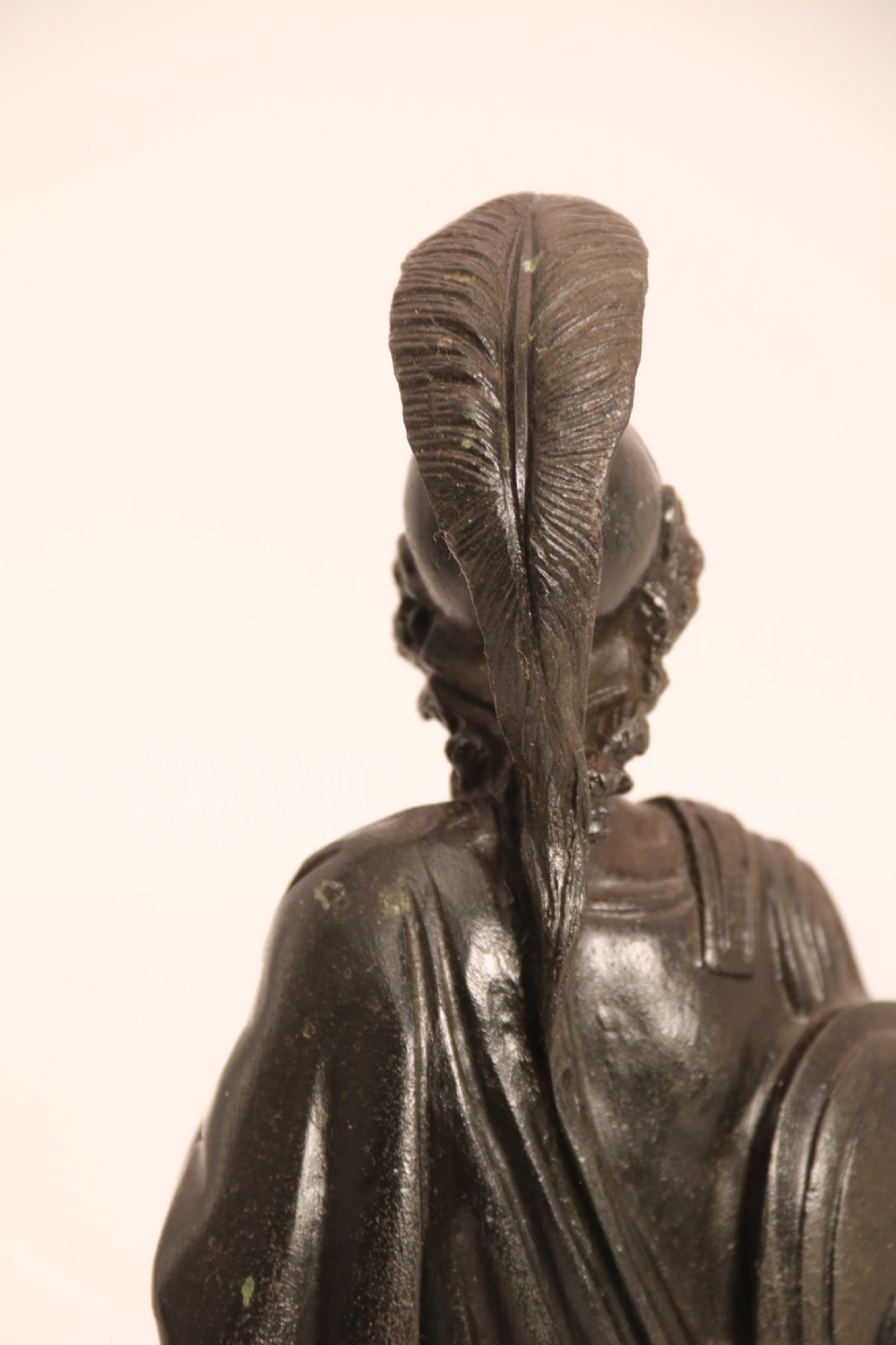 A pair of dark patinated bronze classical figures depicting Athena and Zeus on circular bases. View XIX