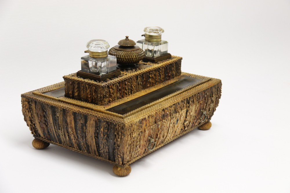 An early 19th century Anglo Indian desk inkstand made from deer antler and horn View II