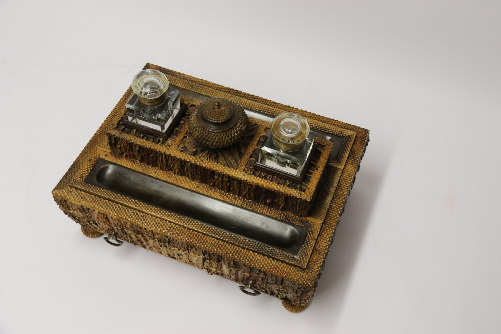 An early 19th century Anglo Indian desk inkstand made from deer antler and horn View XX