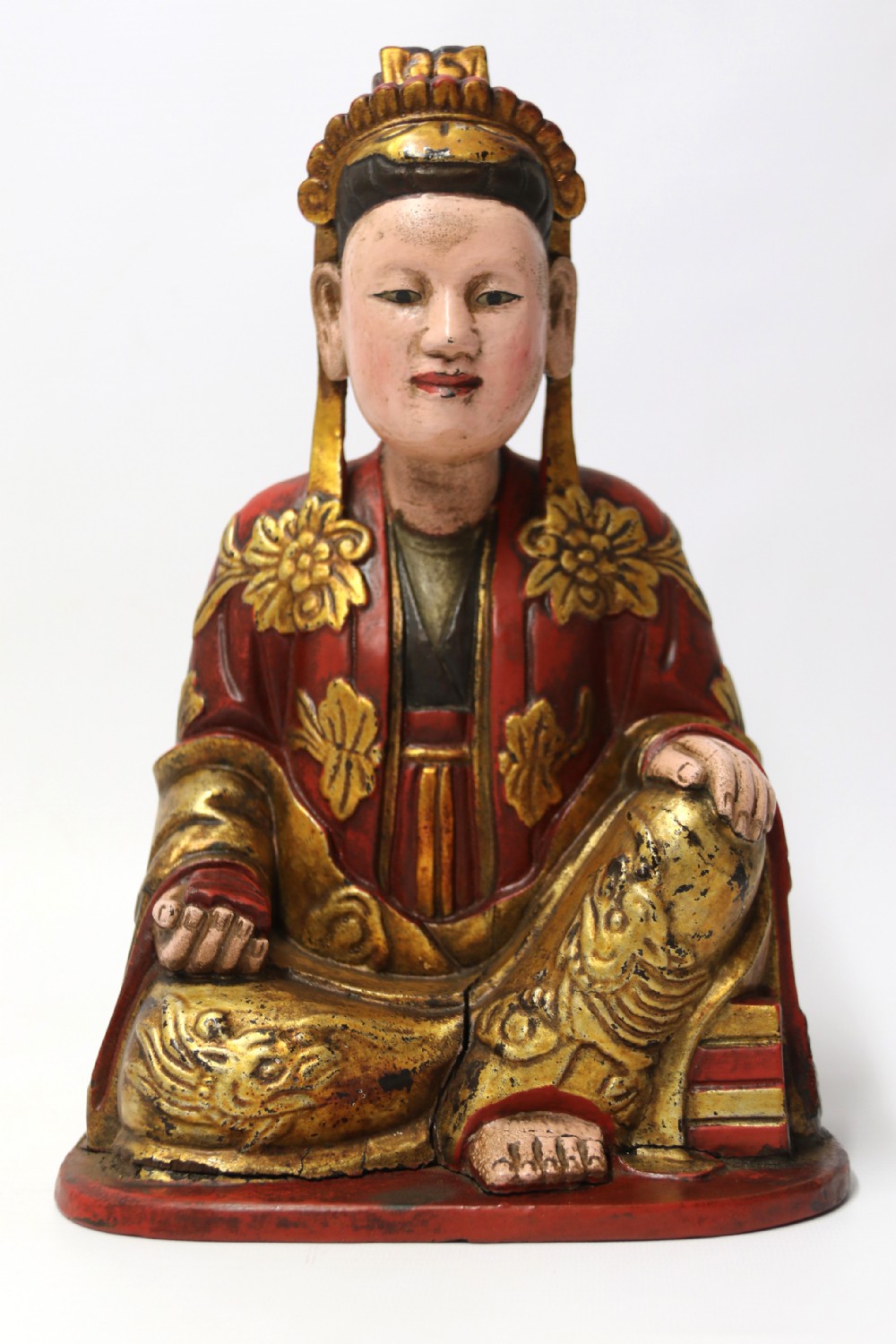 A rare 19th century Chinese carved and lacquered study of Mandarin figure