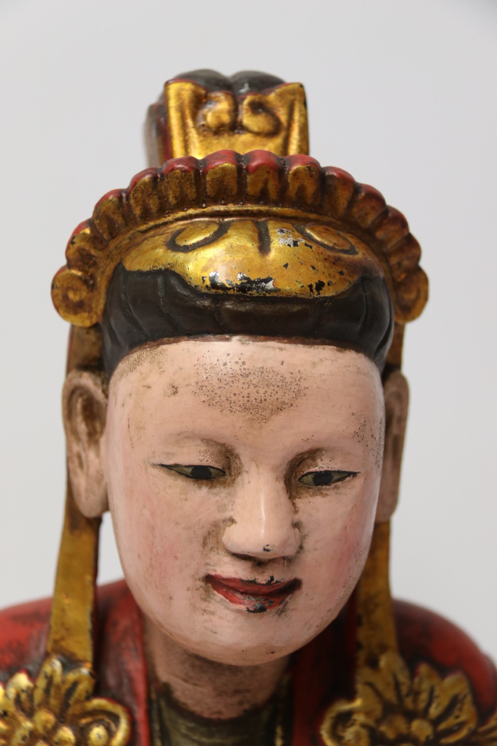 A rare 19th century Chinese carved and lacquered study of Mandarin figure View VI