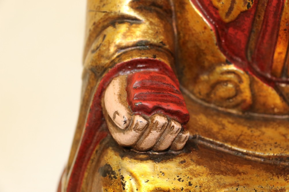 A rare 19th century Chinese carved and lacquered study of Mandarin figure View VII