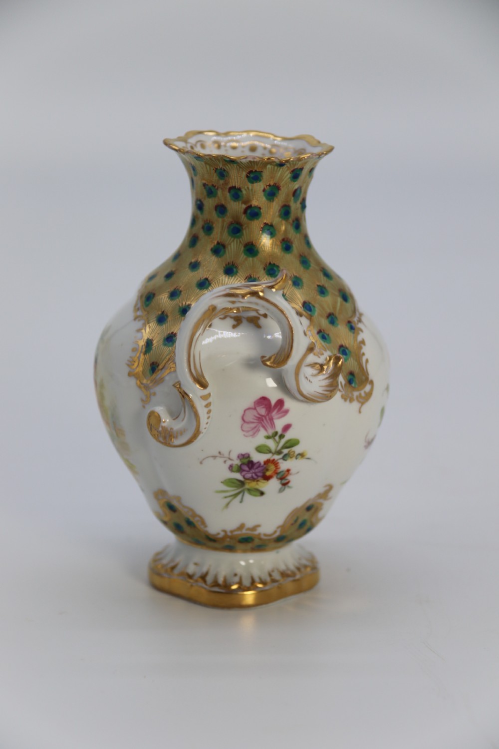 A fine Dresden porcelain hand painted Rococo revival vase circa 1900 View III