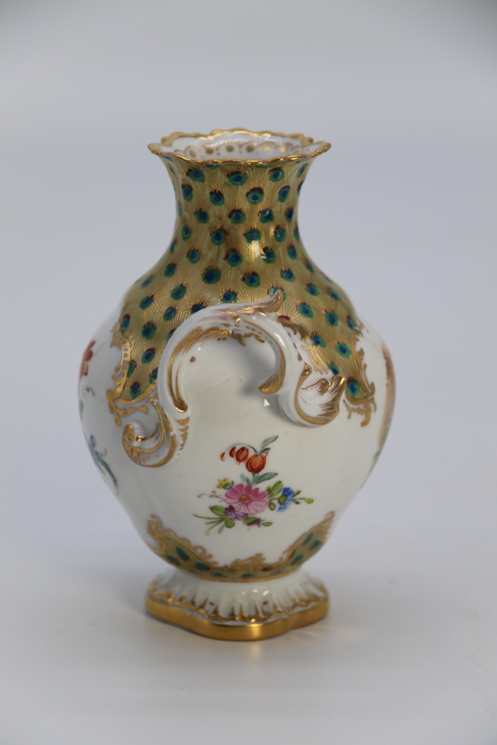A fine Dresden porcelain hand painted Rococo revival vase circa 1900 View V