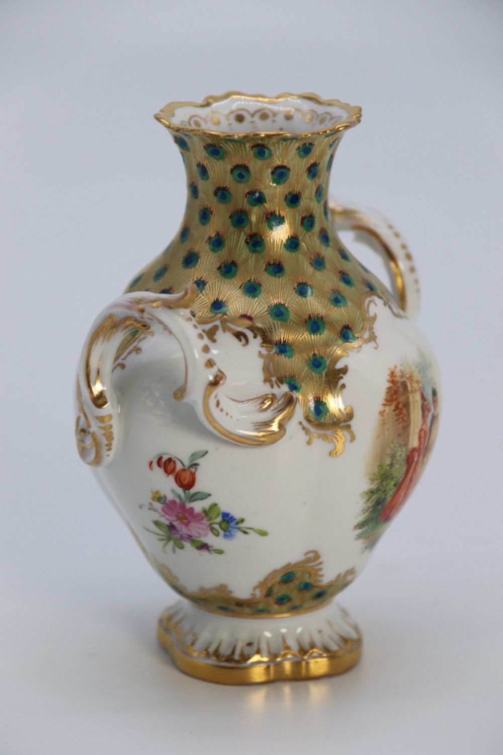 A fine Dresden porcelain hand painted Rococo revival vase circa 1900 View VI