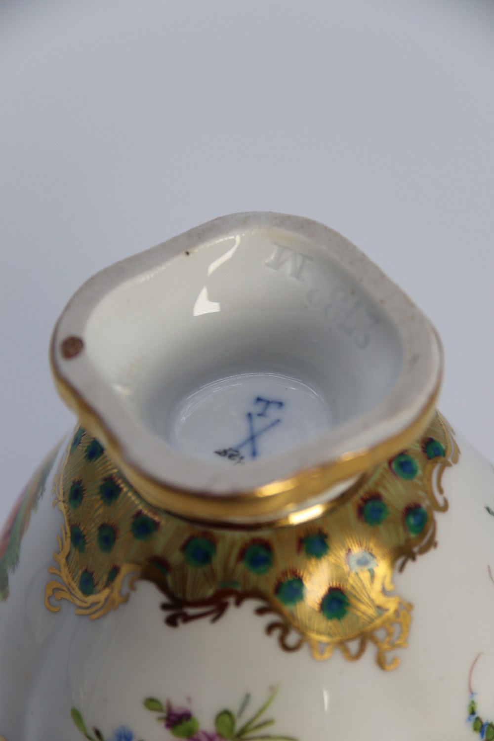 A fine Dresden porcelain hand painted Rococo revival vase circa 1900 View VII