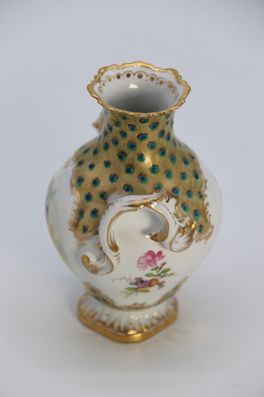 A fine Dresden porcelain hand painted Rococo revival vase circa 1900 View IX
