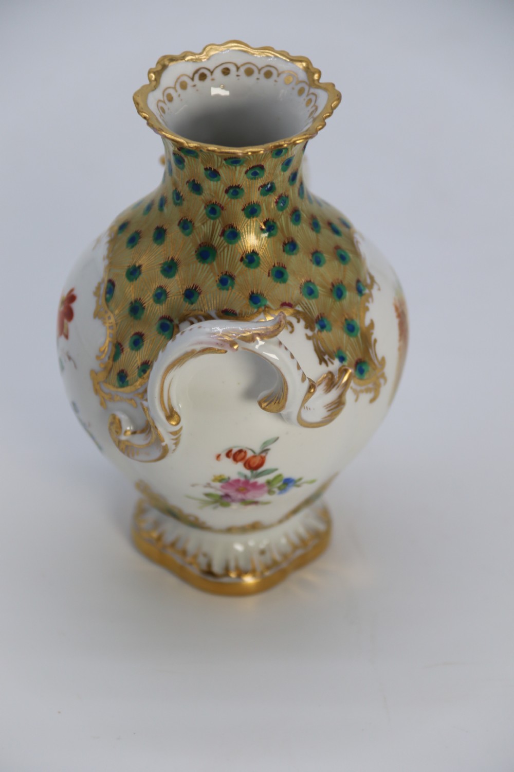 A fine Dresden porcelain hand painted Rococo revival vase circa 1900 View XI