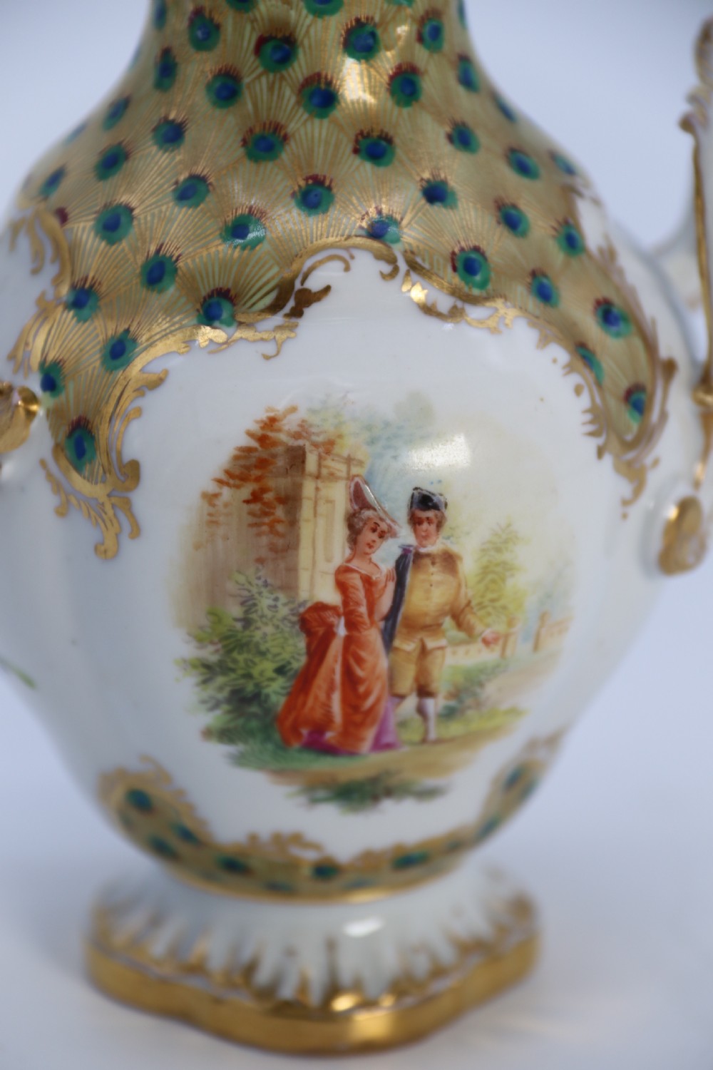 A fine Dresden porcelain hand painted Rococo revival vase circa 1900 View XII