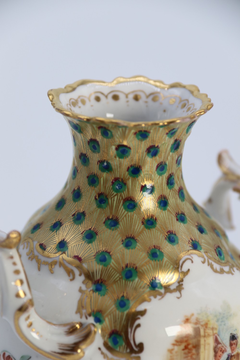A fine Dresden porcelain hand painted Rococo revival vase circa 1900 View XVI