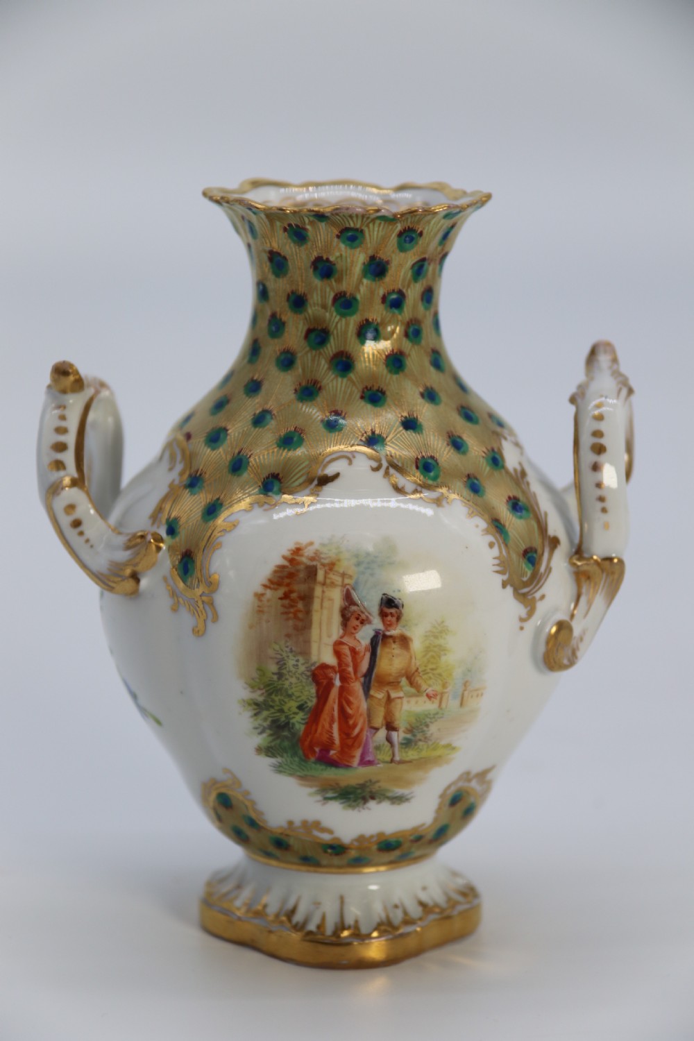 A fine Dresden porcelain hand painted Rococo revival vase circa 1900 View XVII