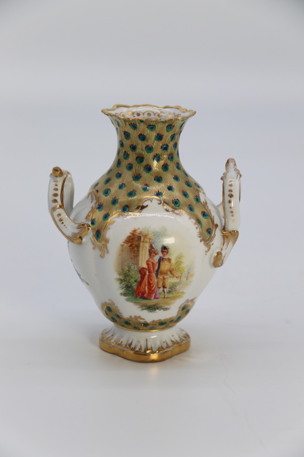 A fine Dresden porcelain hand painted Rococo revival vase circa 1900 View XVIII
