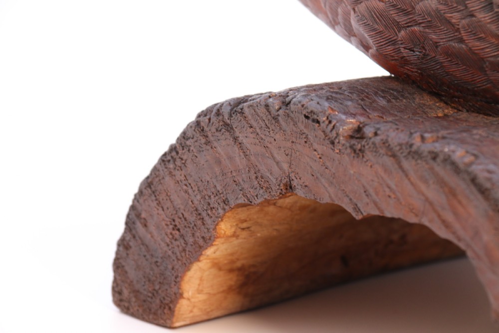 A superb Black Forest carved linden wood study of  a perched mallard duck.

 View XVII