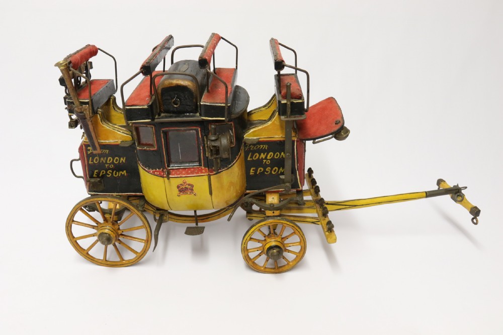 A rare Edwardian model of an 18th c London to Epsom Stagecoach View II