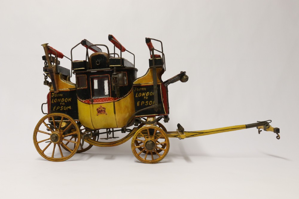 A rare Edwardian model of an 18th c London to Epsom Stagecoach View III