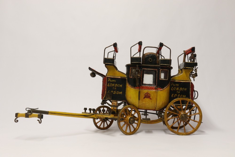 A rare Edwardian model of an 18th c London to Epsom Stagecoach View IV