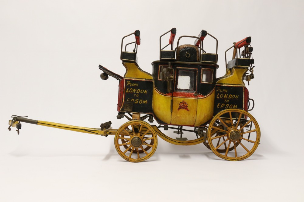 A rare Edwardian model of an 18th c London to Epsom Stagecoach View V