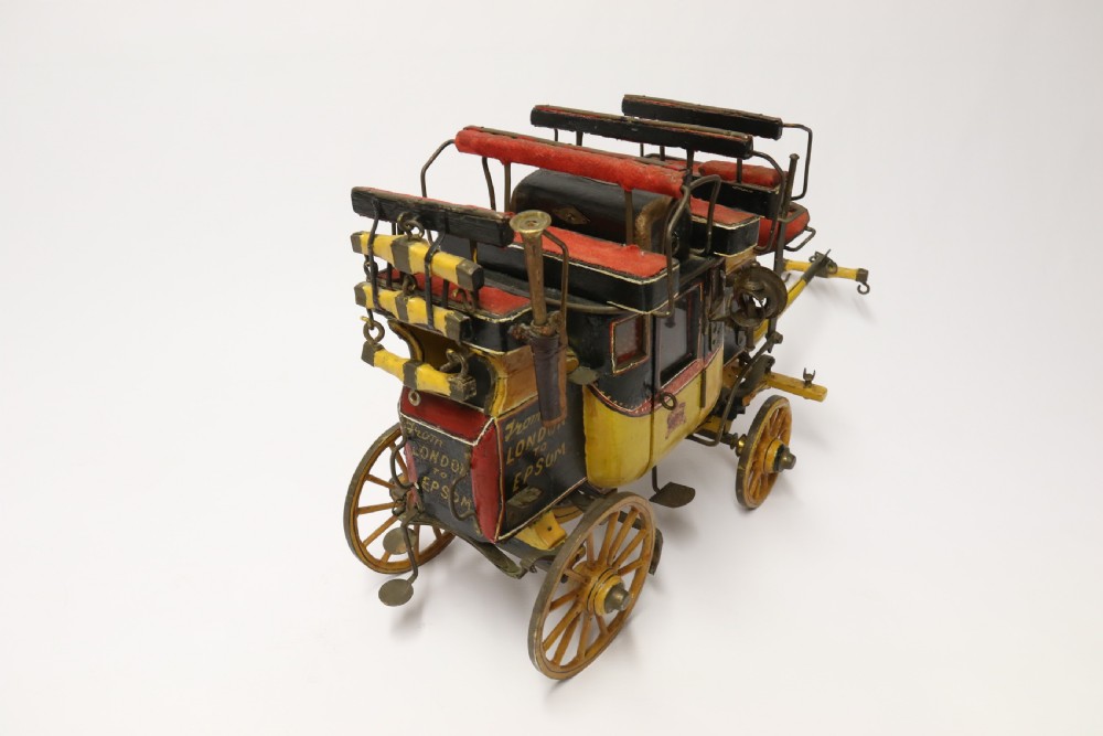 A rare Edwardian model of an 18th c London to Epsom Stagecoach View VII
