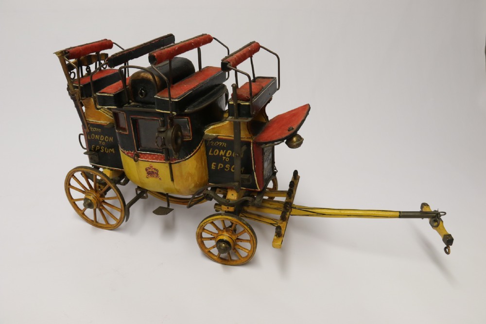 A rare Edwardian model of an 18th c London to Epsom Stagecoach View VIII